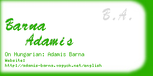 barna adamis business card